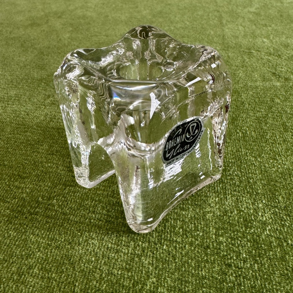 Vintage candle holder. Bohemia glass.